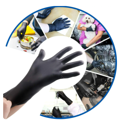 100 Pack Disposable Black Nitrile Gloves